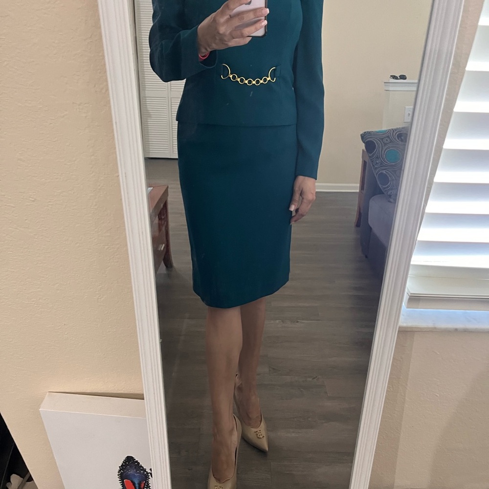 Liz Claiborne Blue Knee-Length Pencil Blazer